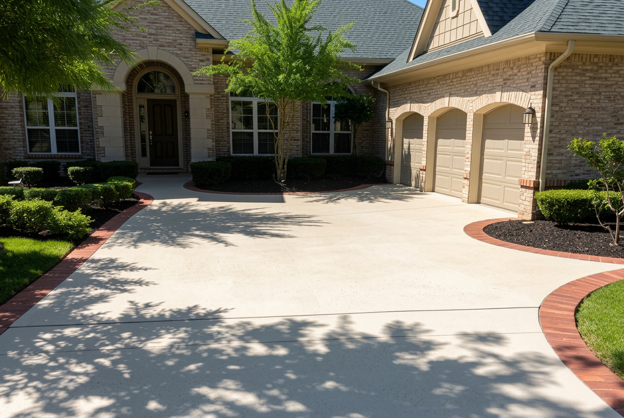 Driveway concrete resurfacing project by R&L Spray Deck in Houston