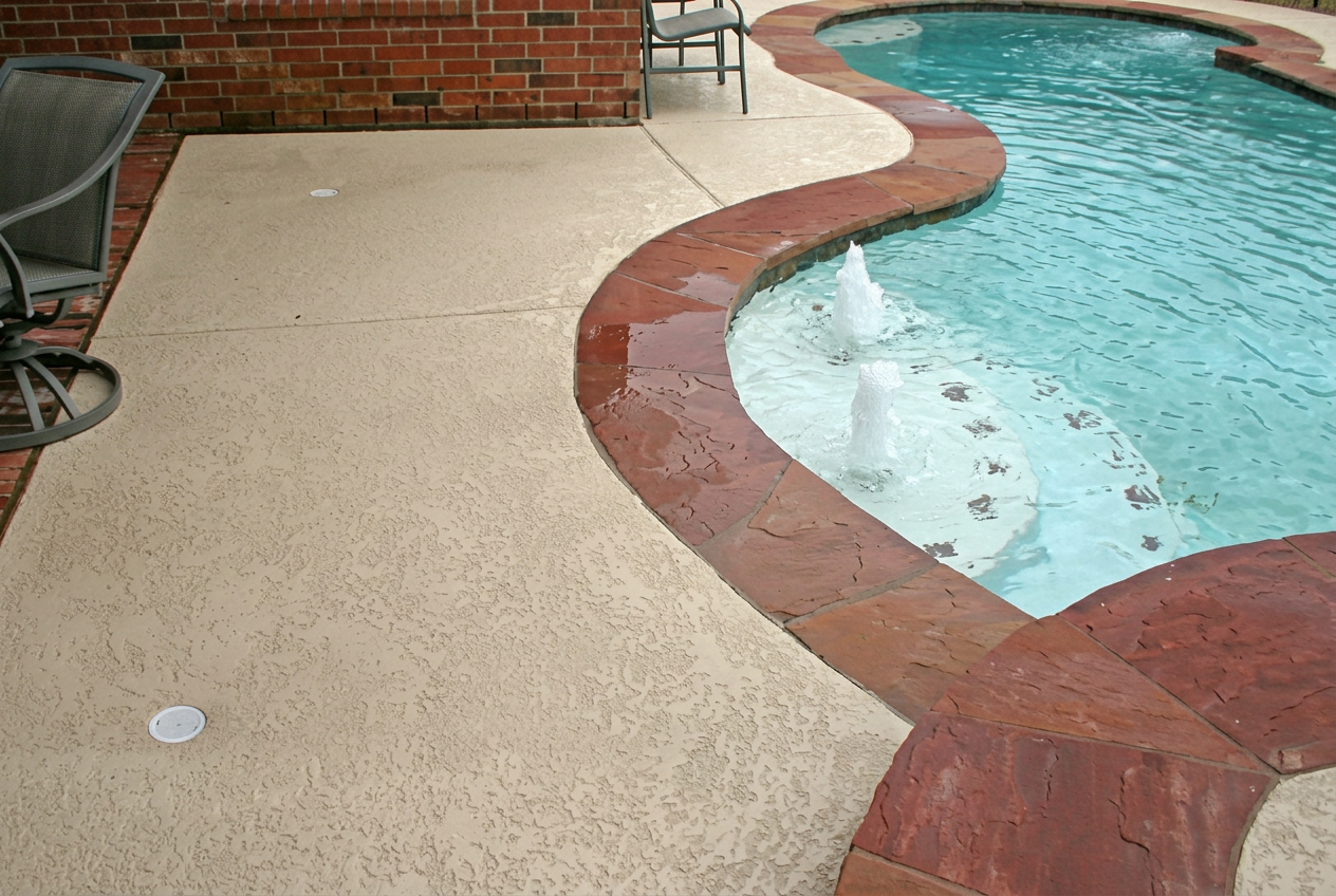 Pool deck resurfacing project by R&L Spray Deck in Houston