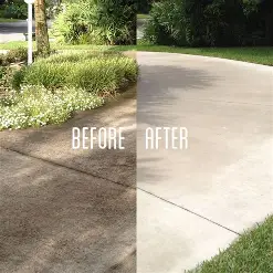 Concrete pressure washing before and after by R&L Spray Deck in Houston